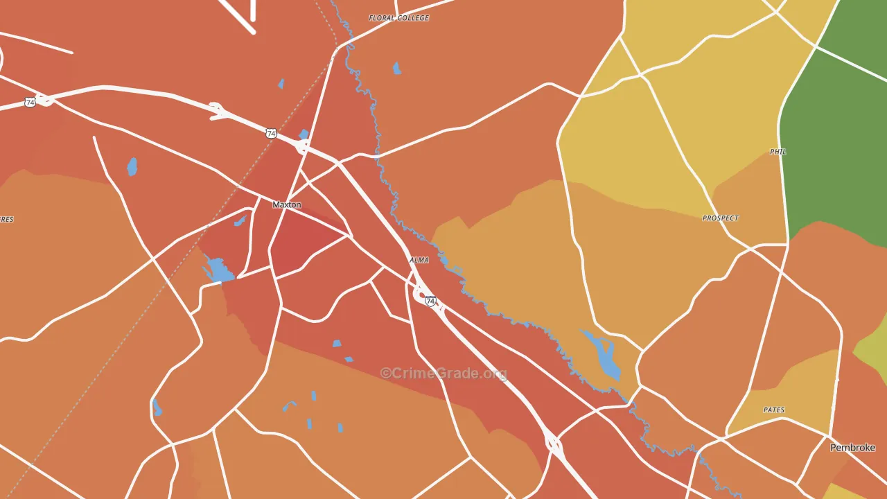 Maxton, NC Map of Murder Rates