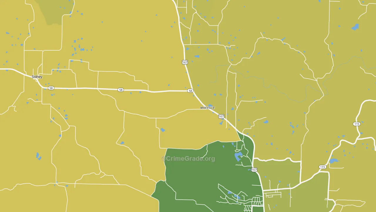 Maxville, AR Map of Murder Rates