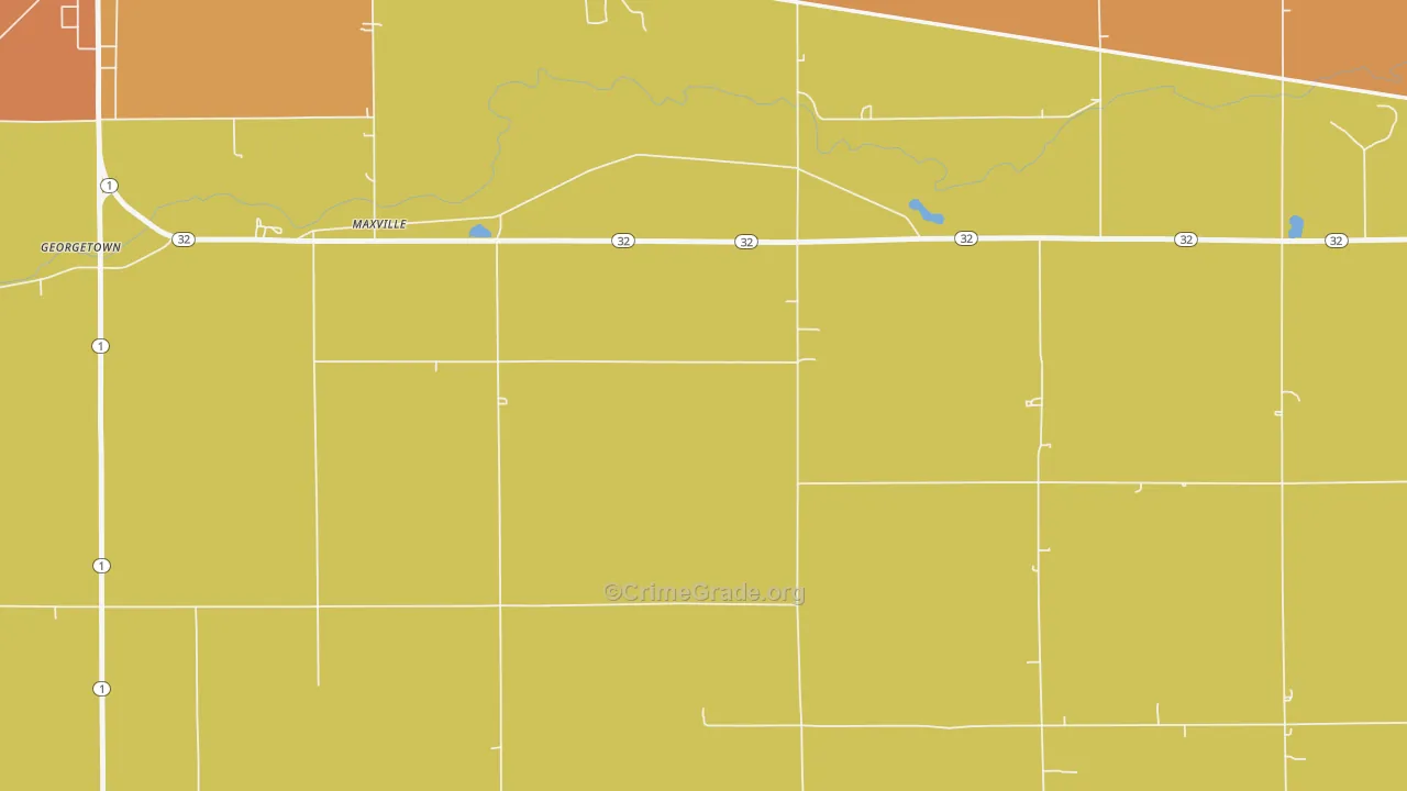 Maxville, IN Map of Murder Rates