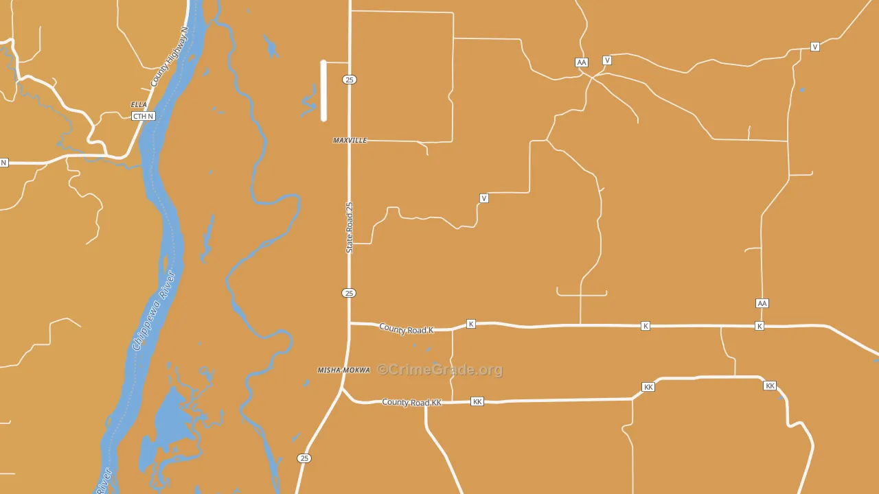 Maxville, WI Map of Murder Rates