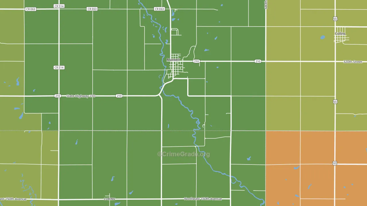 Maxwell, IA Map of Murder Rates