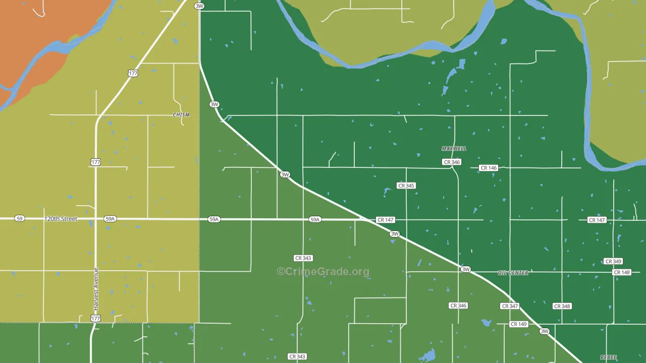 Maxwell, OK Map of Murder Rates