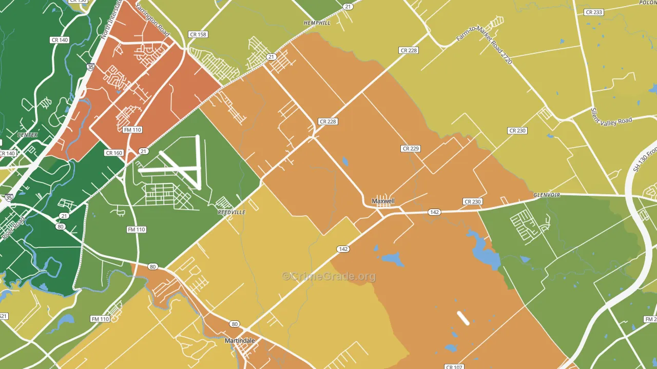 Maxwell, TX Map of Murder Rates