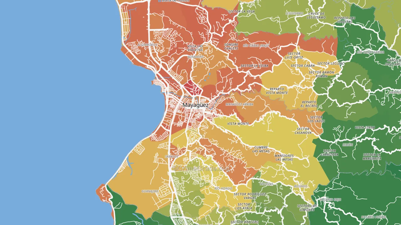 Mayaguez, PR Map of Murder Rates