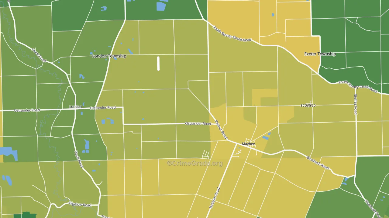 Maybee, MI Map of Murder Rates