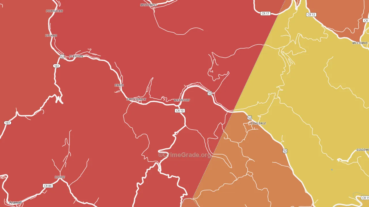 Maybeury, WV Map of Murder Rates