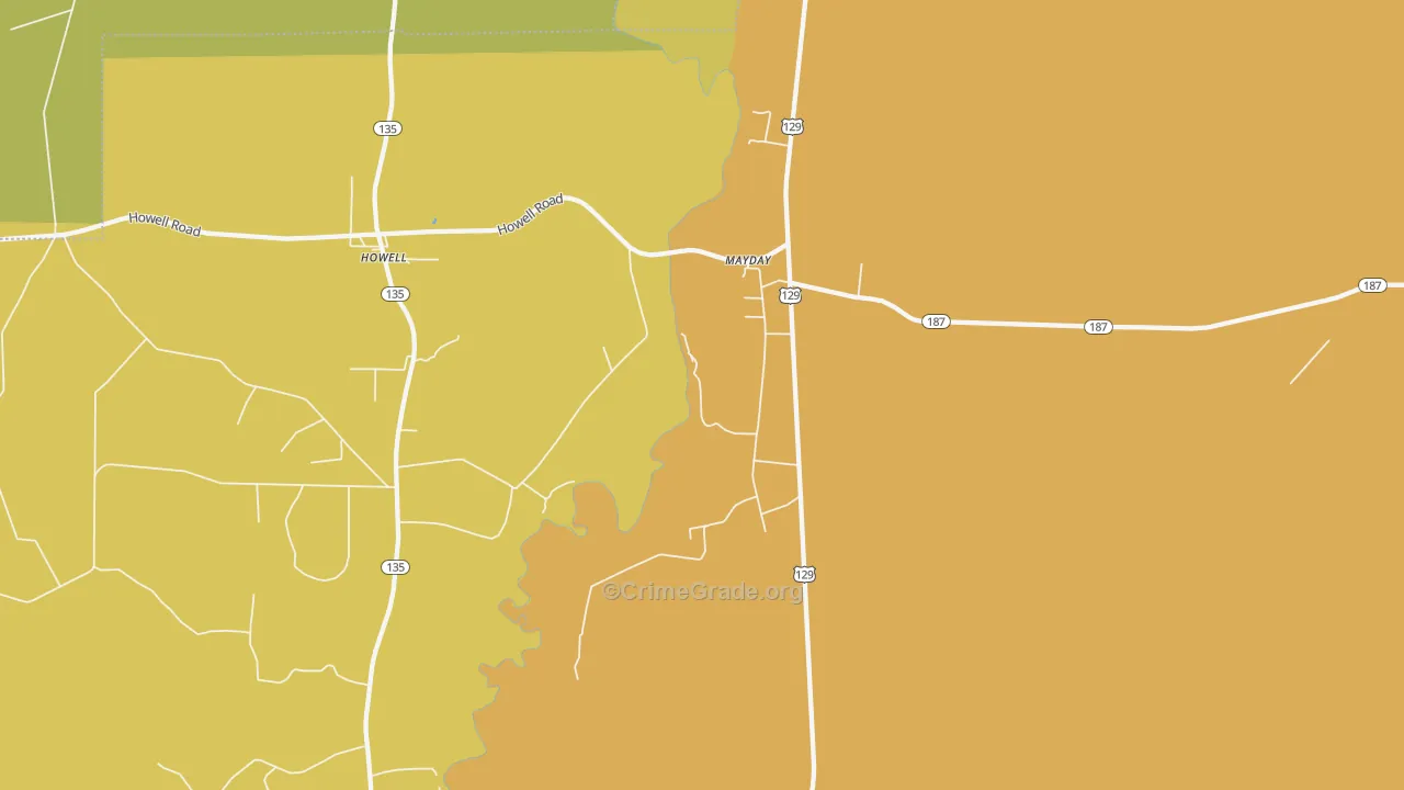 Mayday, GA Map of Murder Rates
