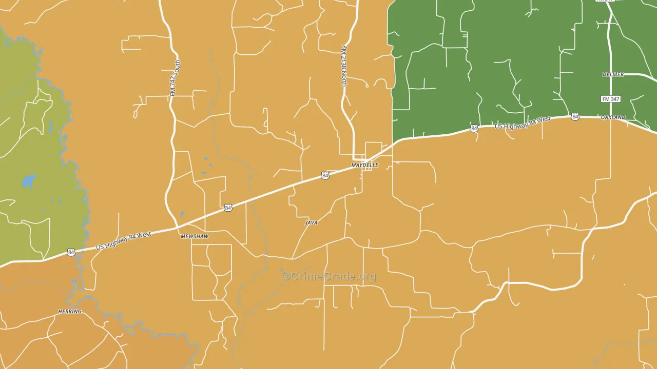 Maydelle, TX Map of Murder Rates