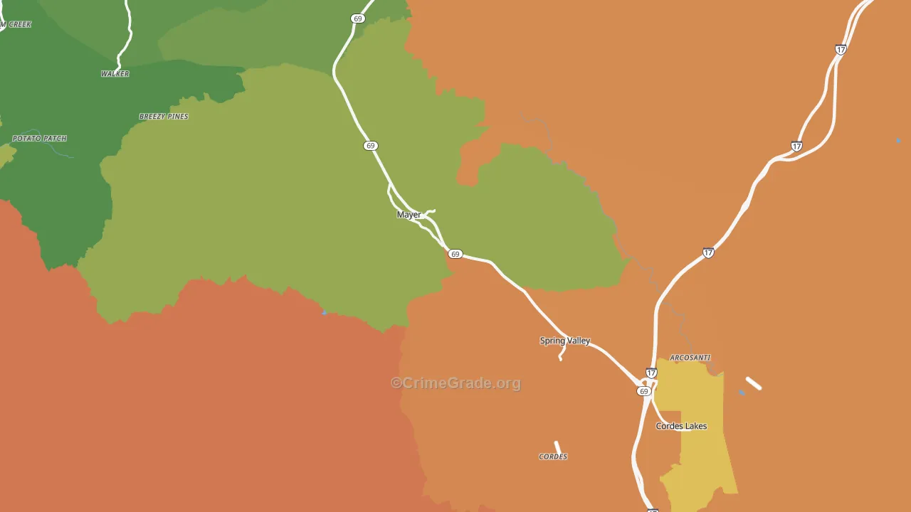 Mayer, AZ Map of Murder Rates