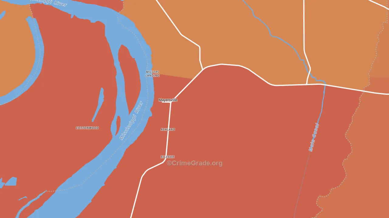 Mayersville, MS Map of Murder Rates