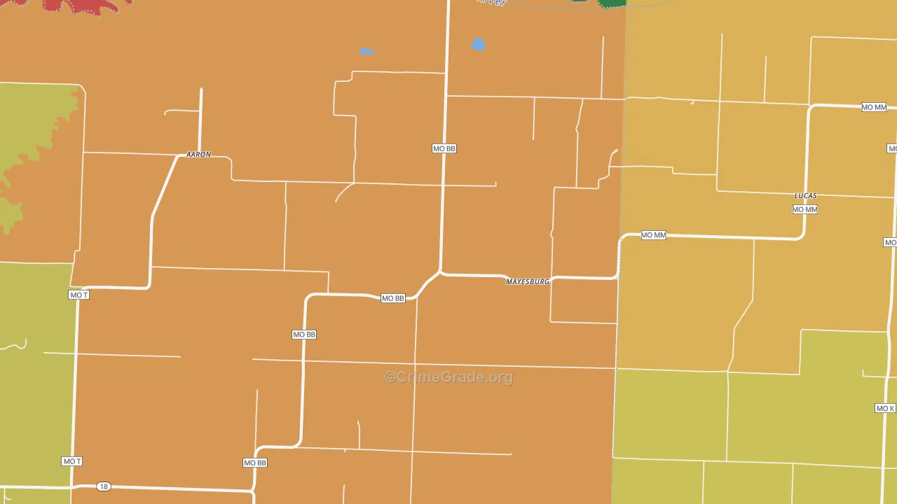 Mayesburg, MO Map of Murder Rates