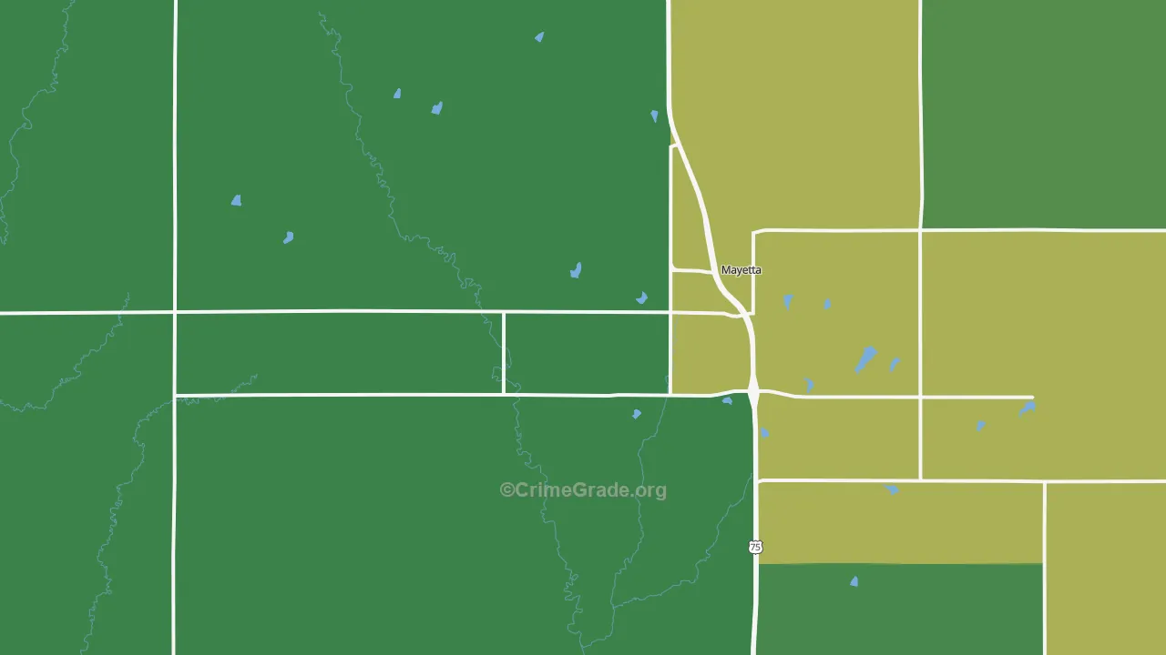Mayetta, KS Map of Murder Rates
