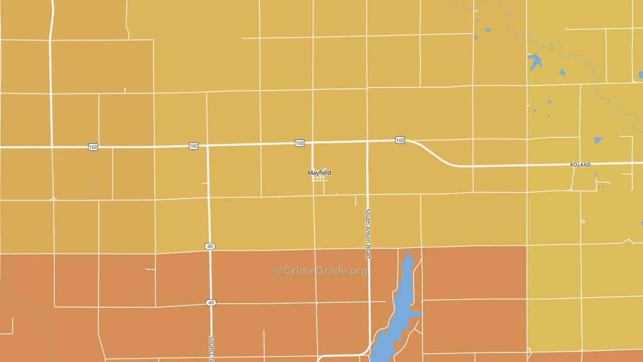 Mayfield, KS Map of Murder Rates