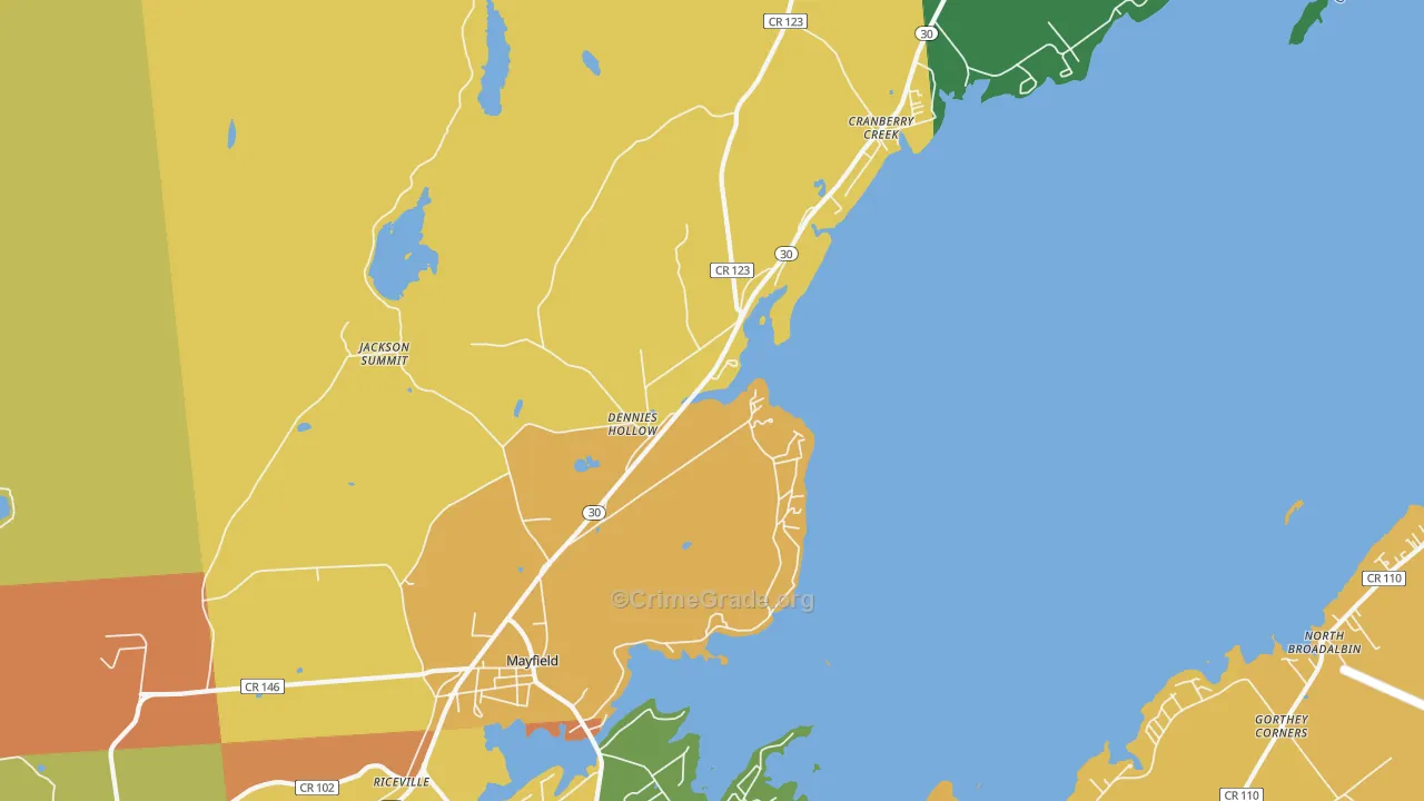 Mayfield, NY Map of Murder Rates