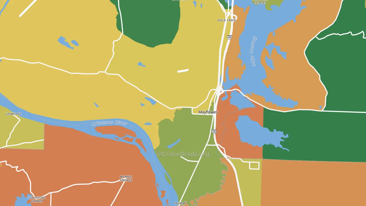 Mayflower, AR Map of Murder Rates