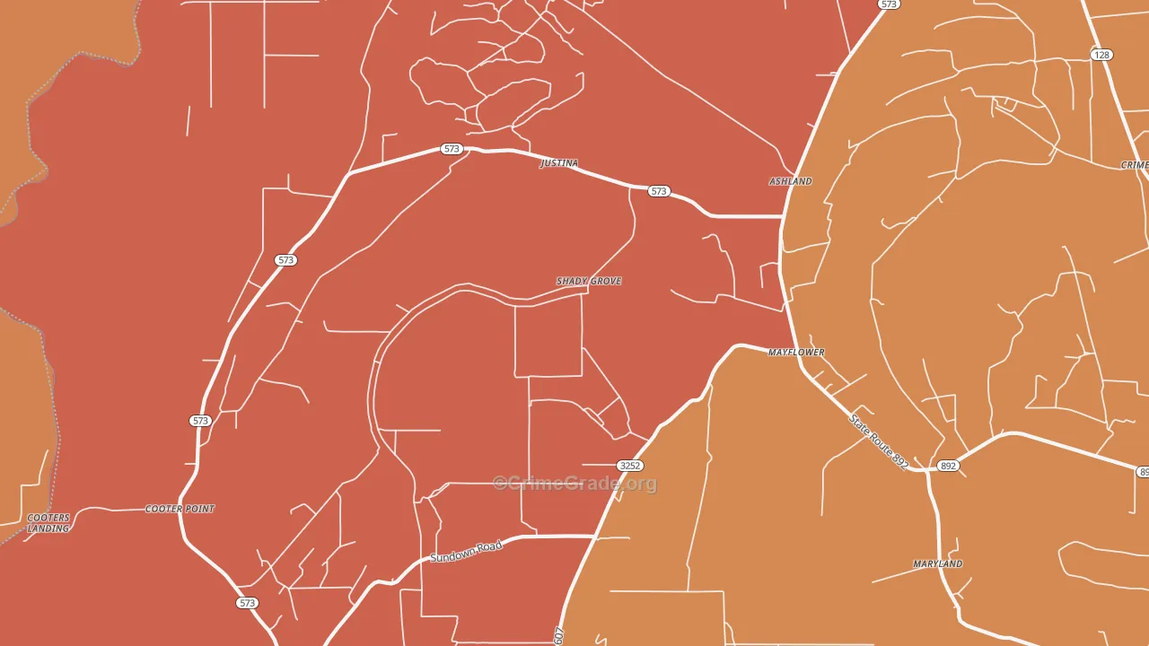 Mayflower, LA Map of Murder Rates