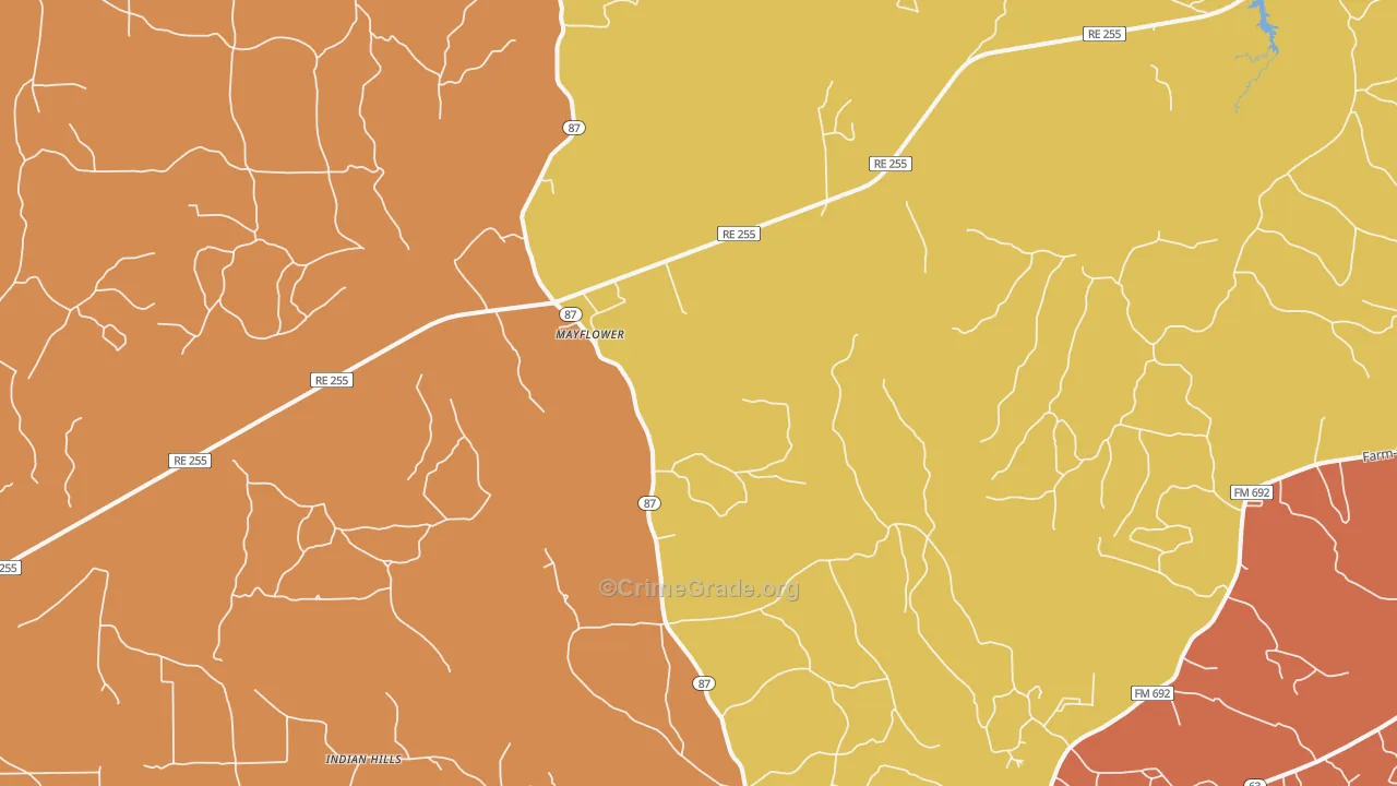 Mayflower, TX Map of Murder Rates