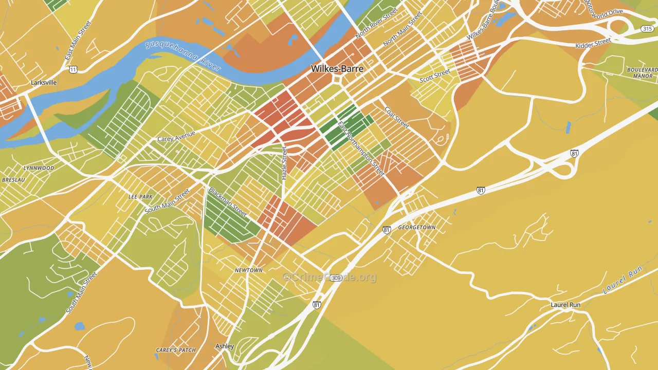 Mayflower, Wilkes-Barre, PA Map of Murder Rates