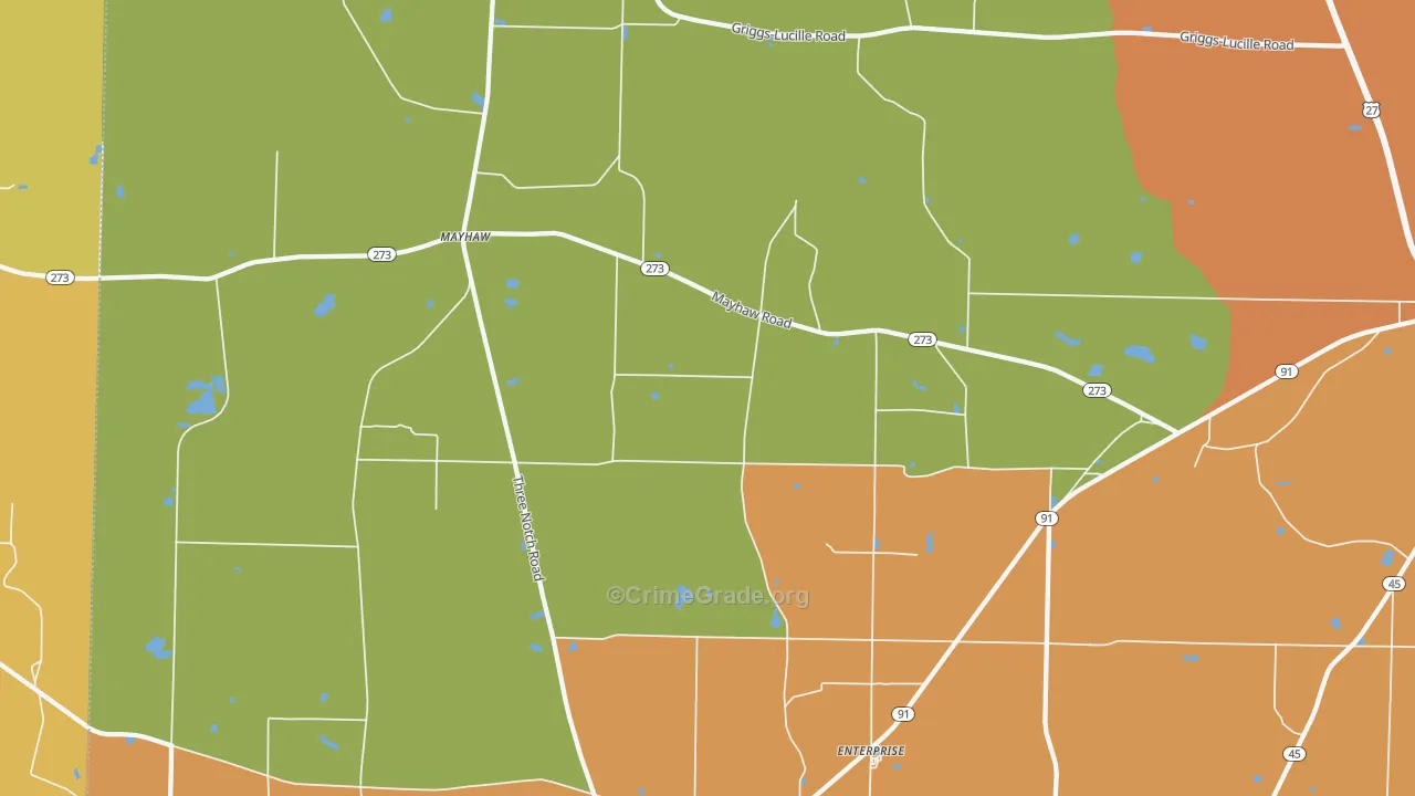 Mayhaw, GA Map of Murder Rates
