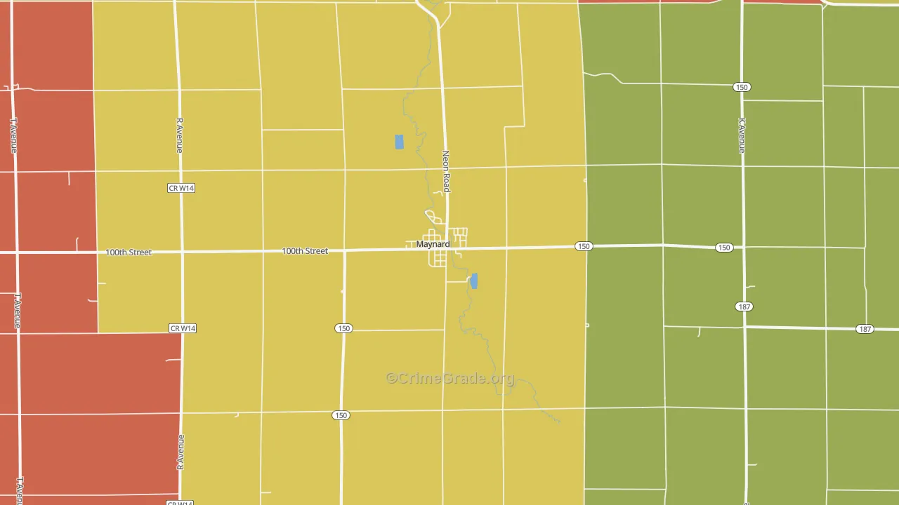Maynard, IA Map of Murder Rates