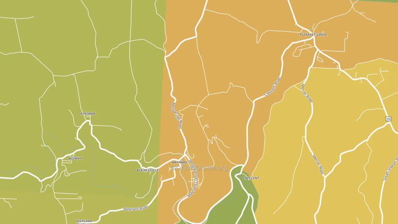 Maynard, OH Map of Murder Rates