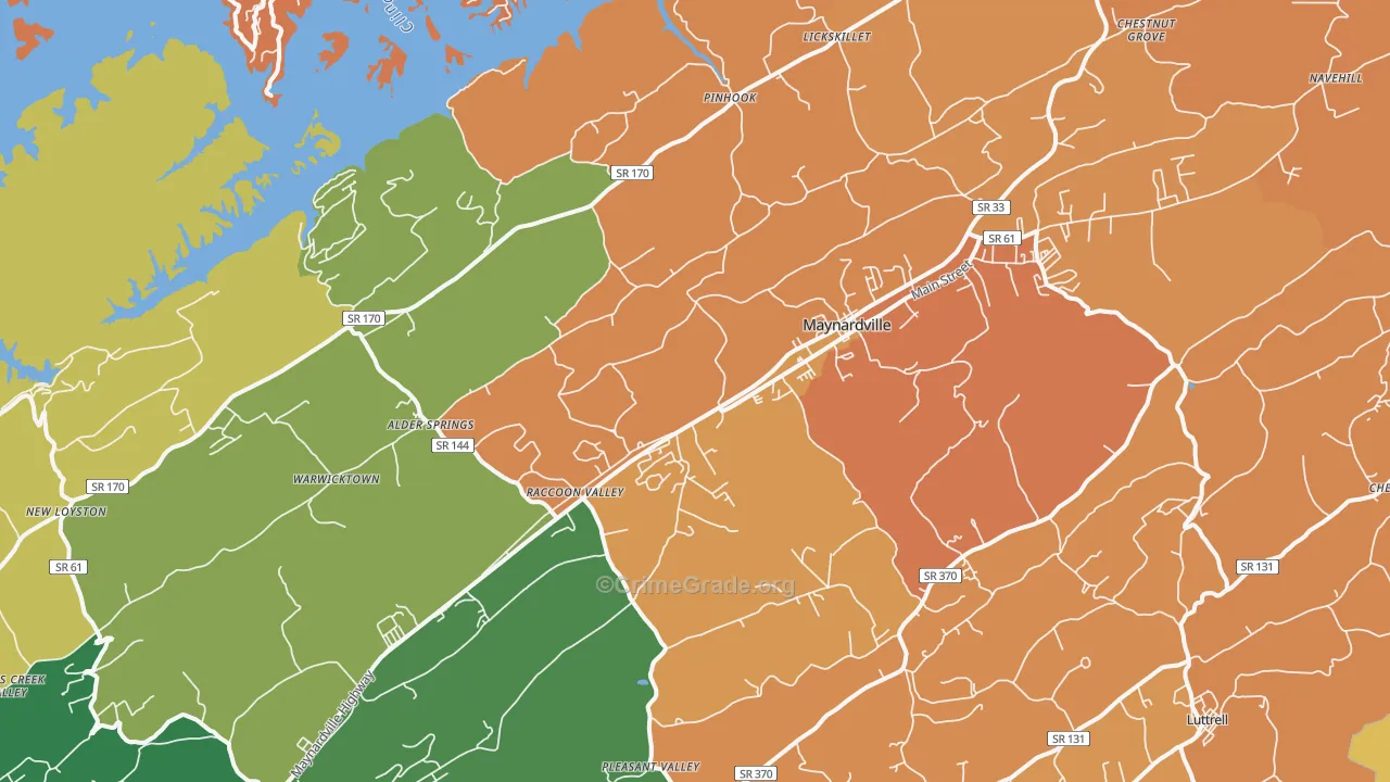 Maynardville, TN Map of Murder Rates