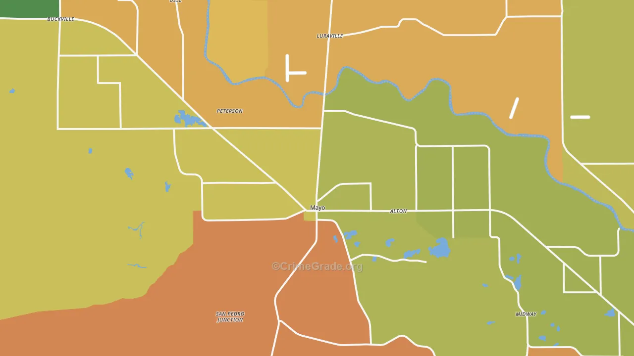 Mayo, FL Map of Murder Rates