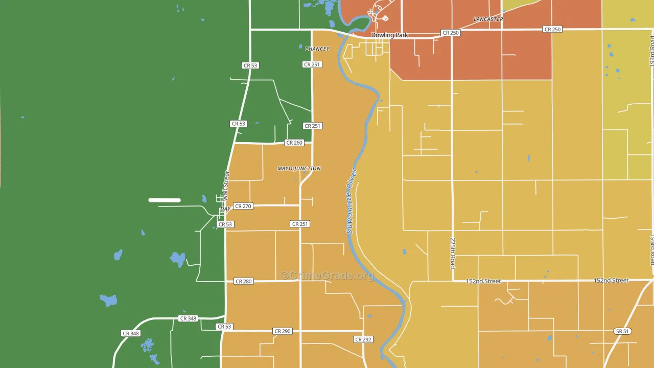 Mayo Junction, FL Map of Murder Rates