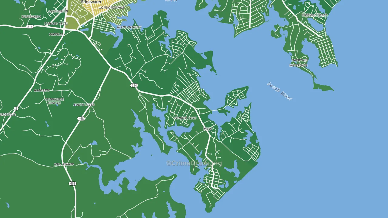 Mayo, MD Map of Murder Rates