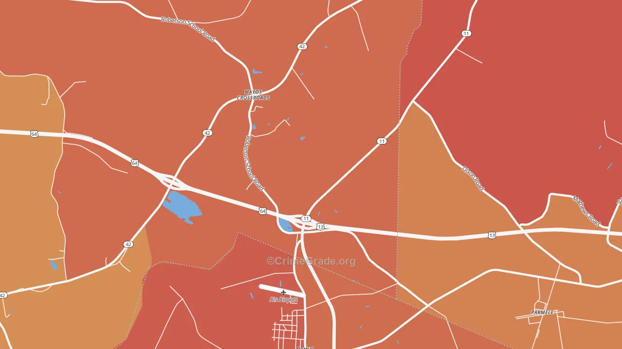 Mayos Crossroads, NC Map of Murder Rates