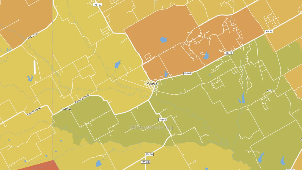 Maypearl, TX Map of Murder Rates