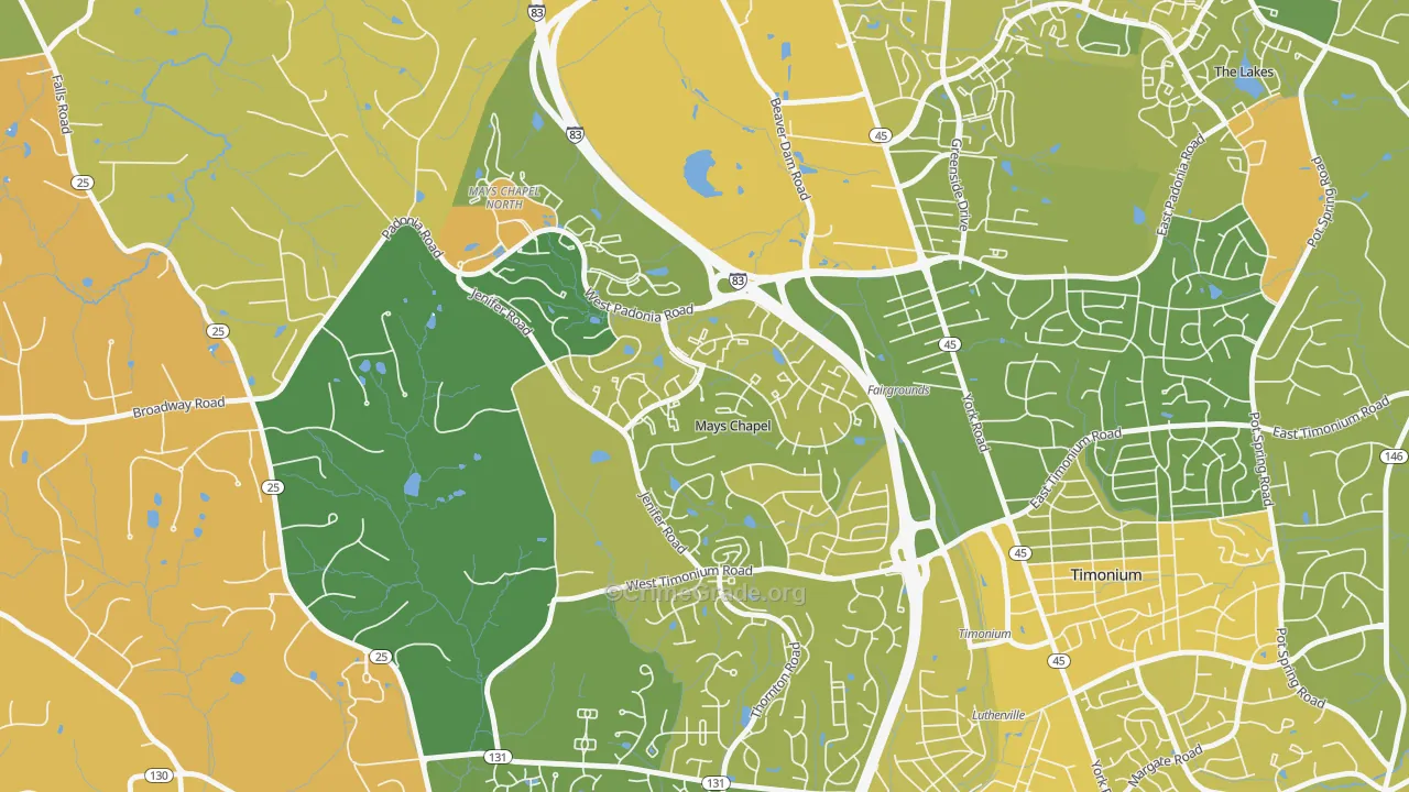 Mays Chapel Village, Mays Chapel, MD Map of Murder Rates