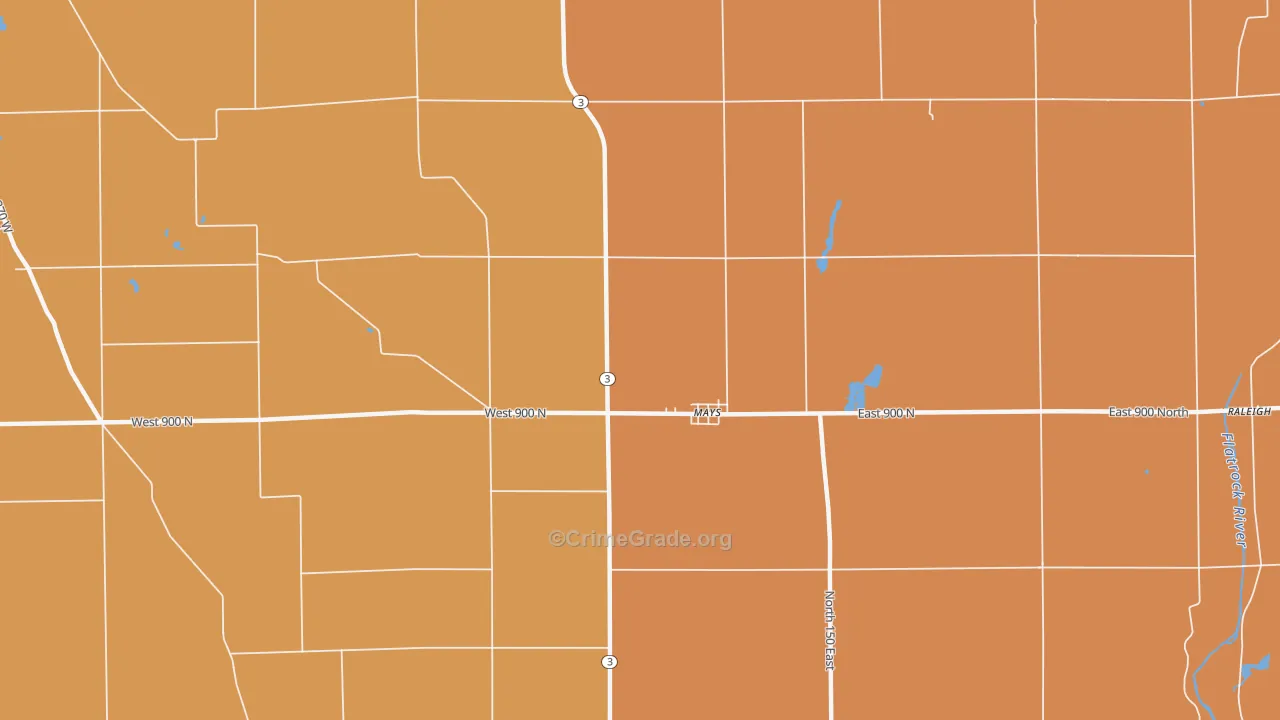 Mays, IN Map of Murder Rates