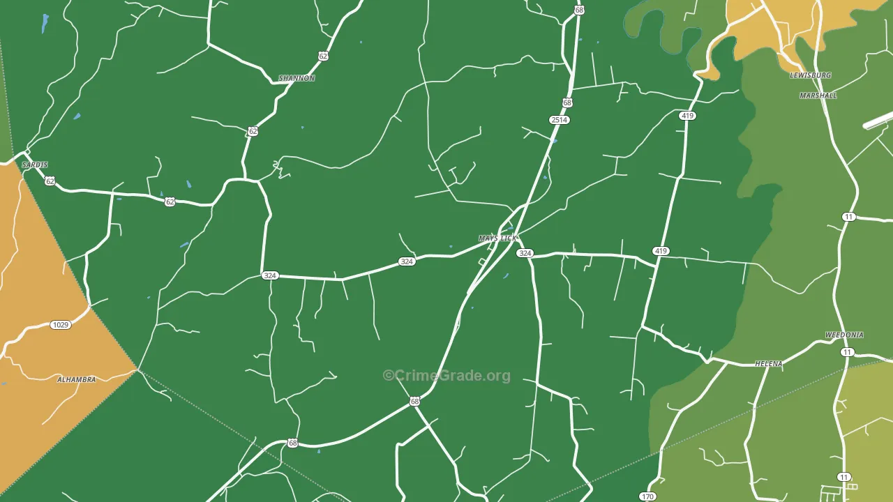 Mays Lick, KY Map of Murder Rates