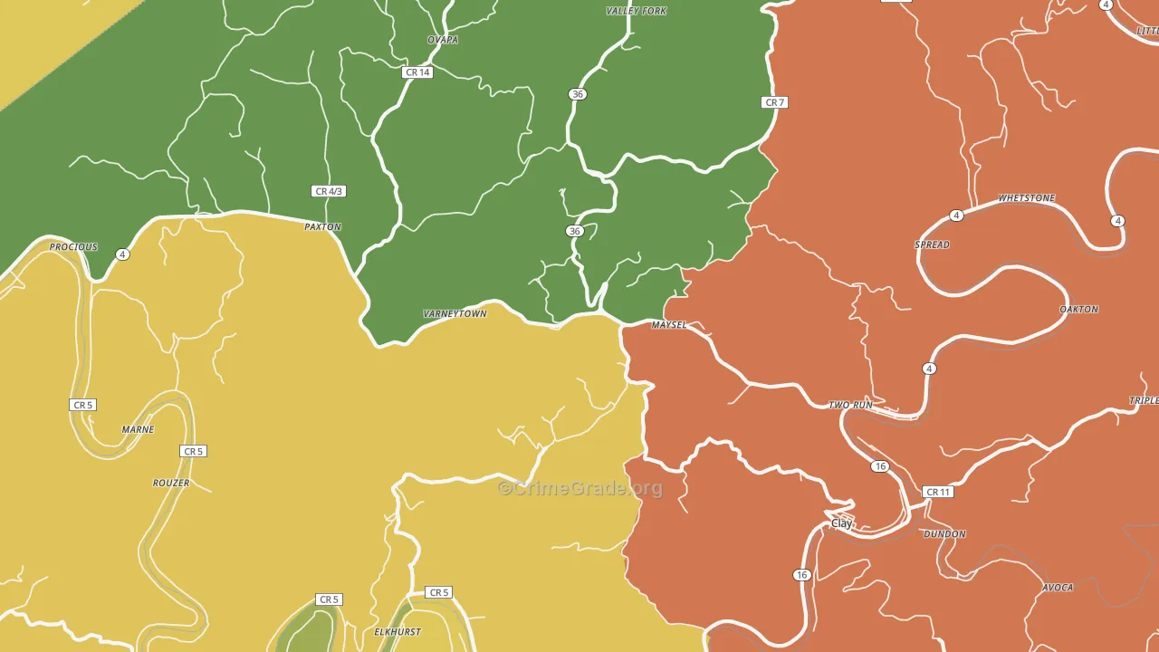 Maysel, WV Map of Murder Rates