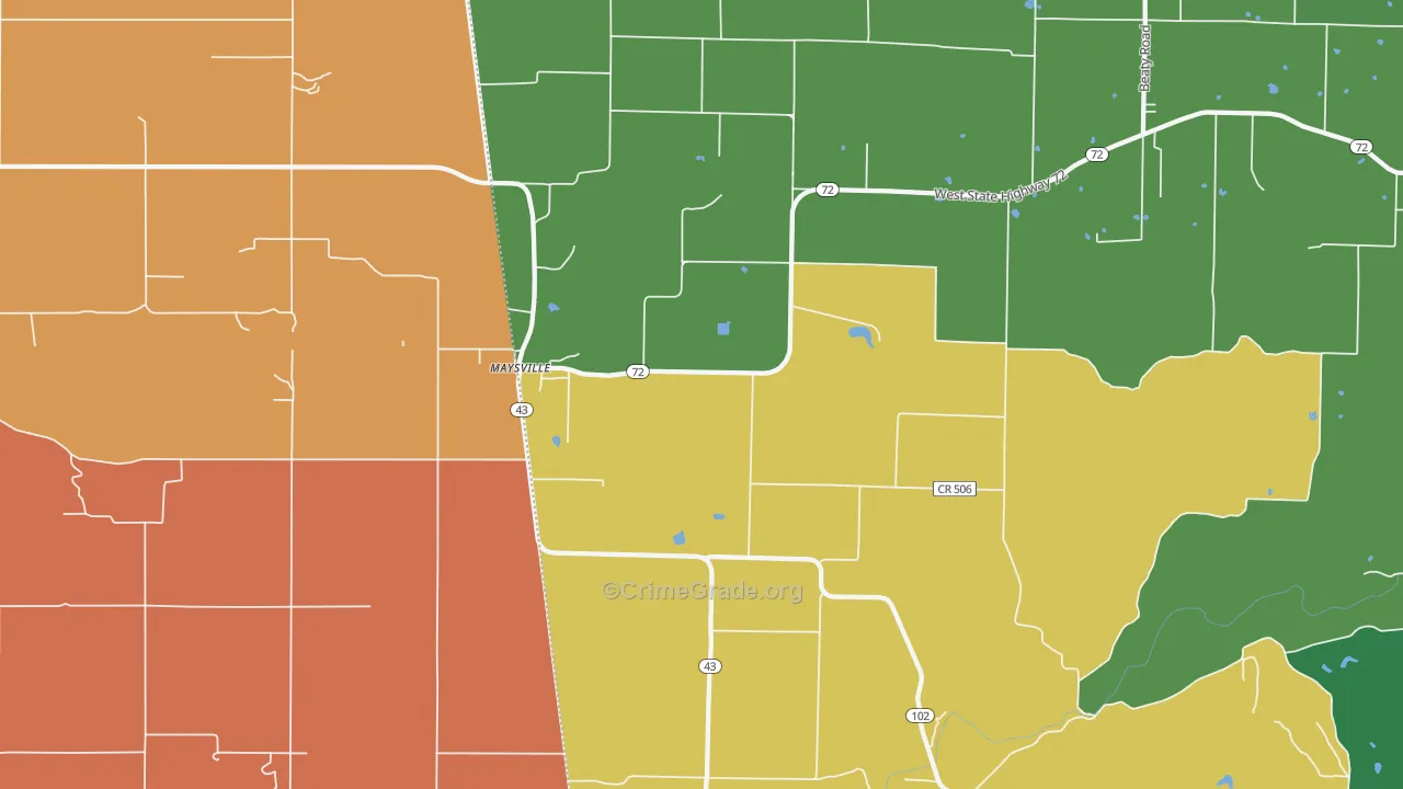 Maysville, AR Map of Murder Rates