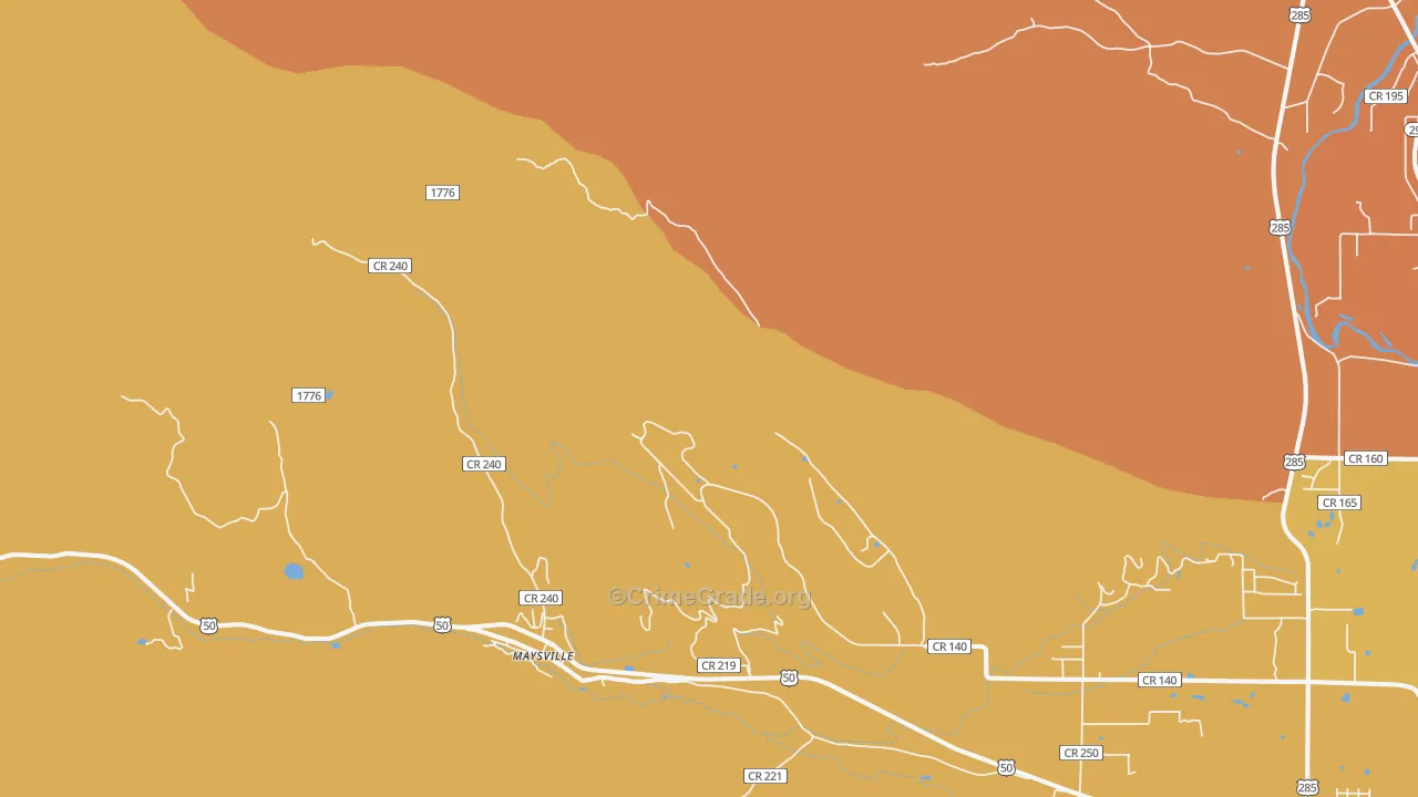 Maysville, CO Map of Murder Rates