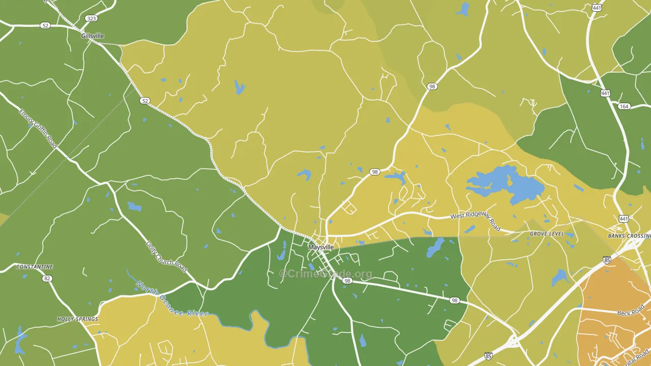 Maysville, GA Map of Murder Rates