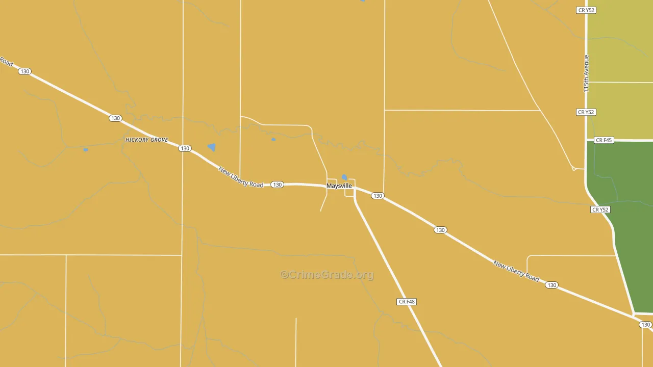 Maysville, IA Map of Murder Rates