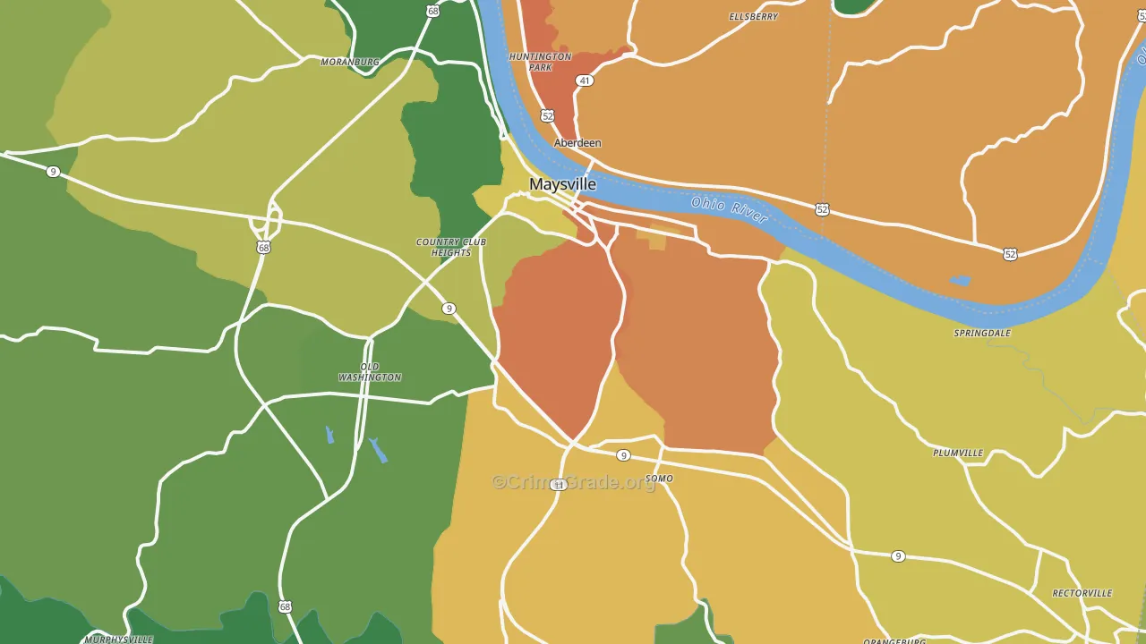 Maysville, KY Map of Murder Rates