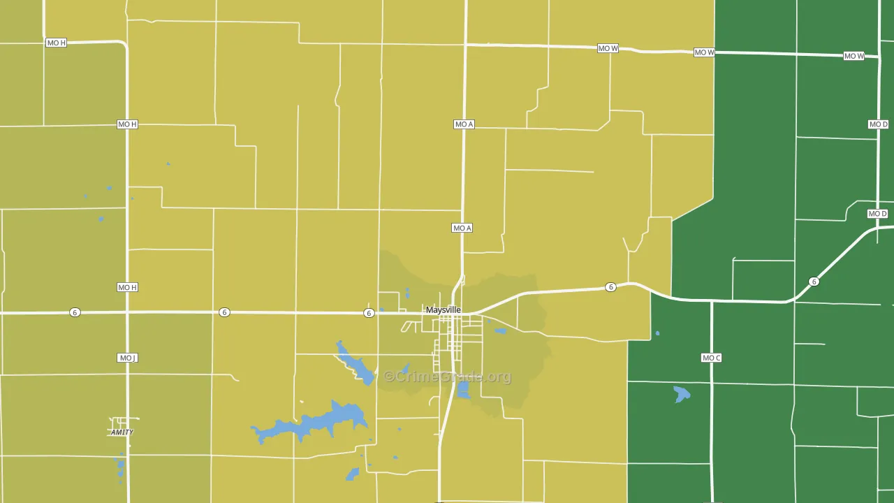 Maysville, MO Map of Murder Rates