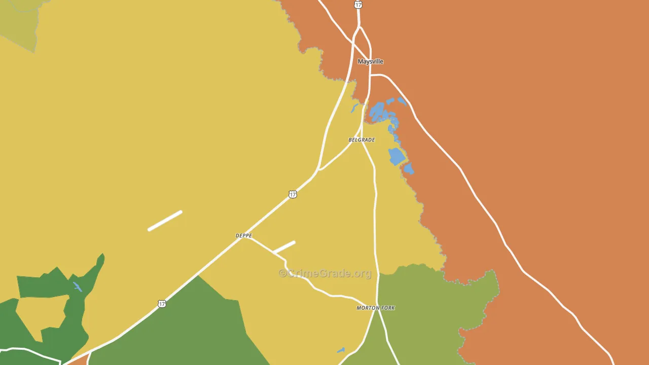 Maysville, NC Map of Murder Rates