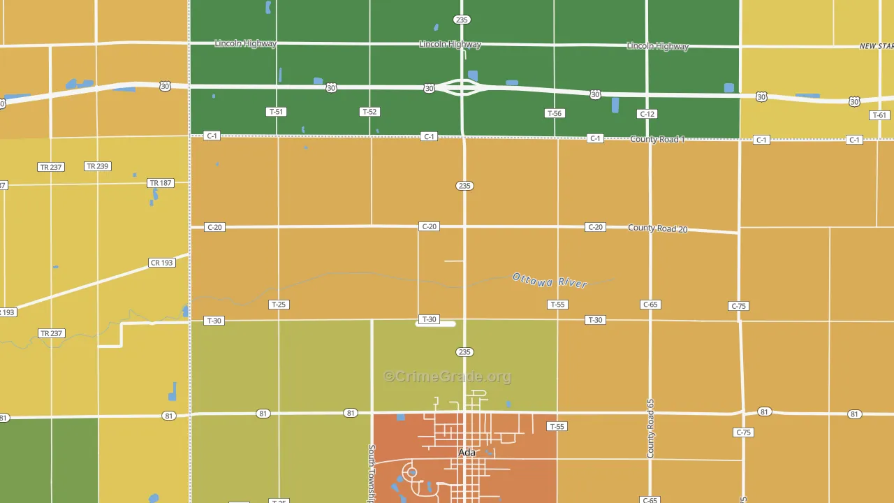 Maysville, OH Map of Murder Rates