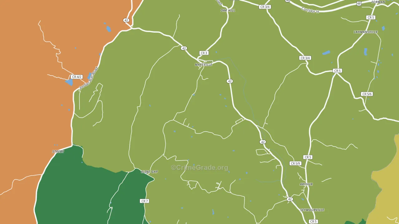 Maysville, WV Map of Murder Rates
