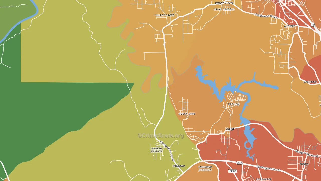 Maytown, AL Map of Murder Rates