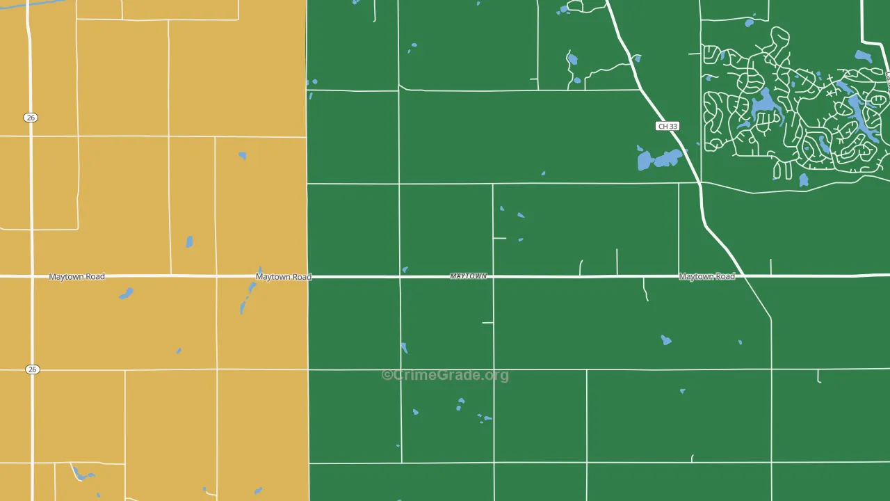 Maytown, IL Map of Murder Rates