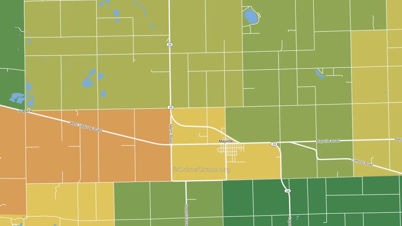 Mayville, MI Map of Murder Rates