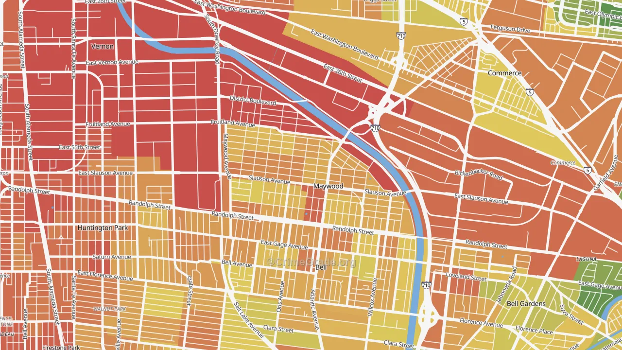 Maywood, CA Map of Murder Rates
