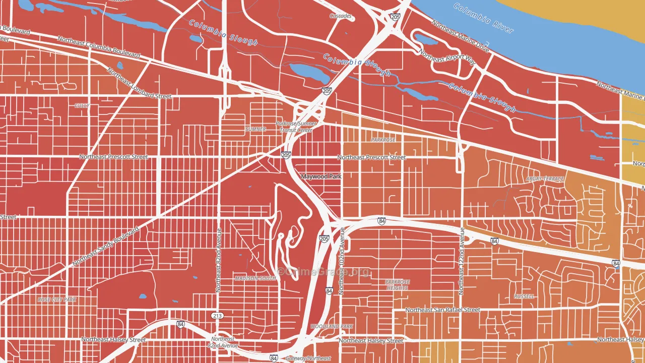 Maywood Park, OR Map of Murder Rates