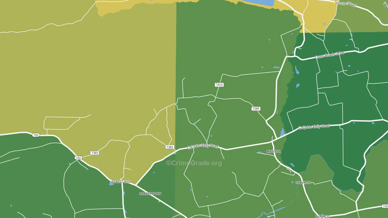 Mazeppa, PA Map of Murder Rates